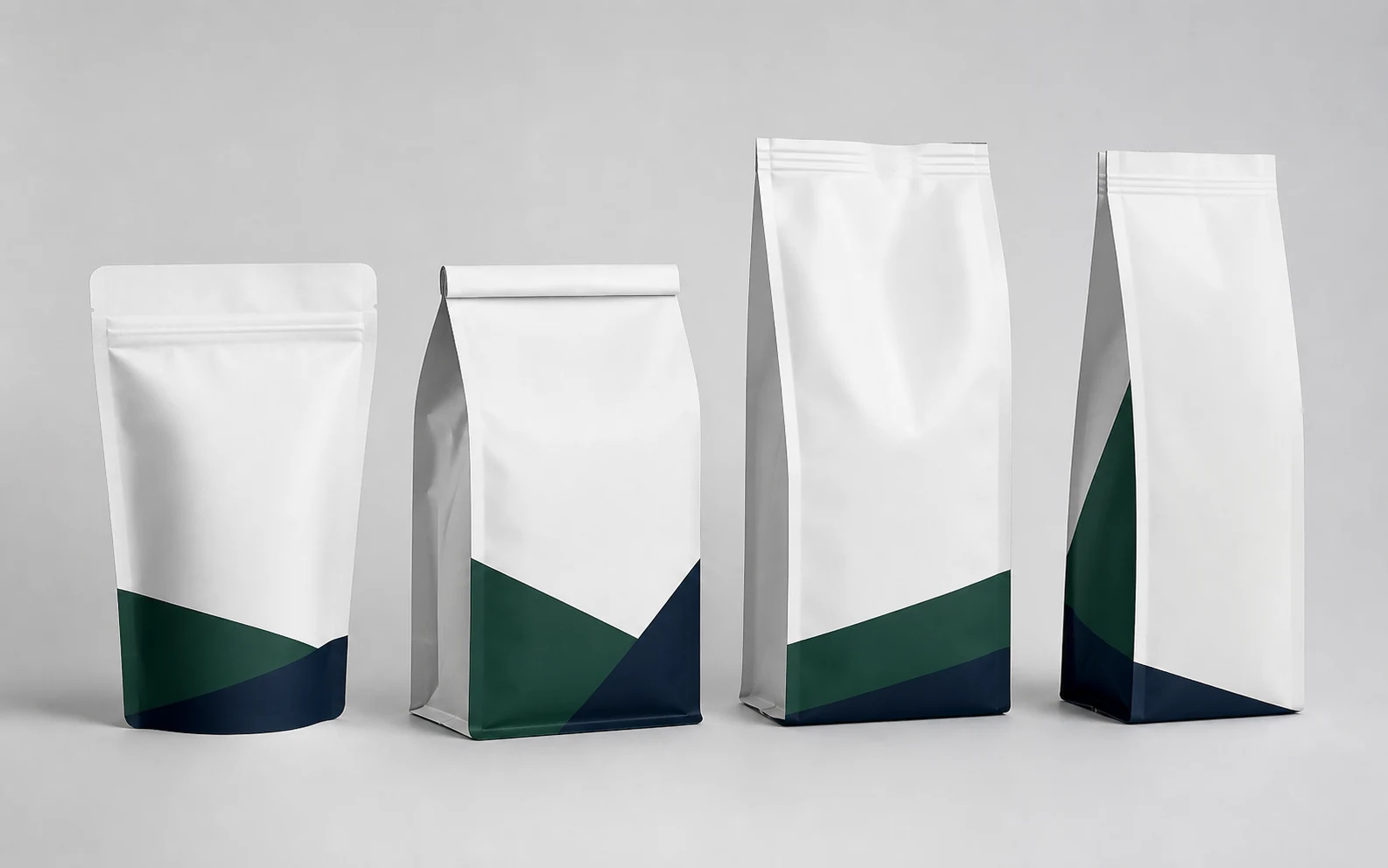 Stand up pouch, flat bottom, quad seal ve yan körüklü esnek ambalaj torbaları